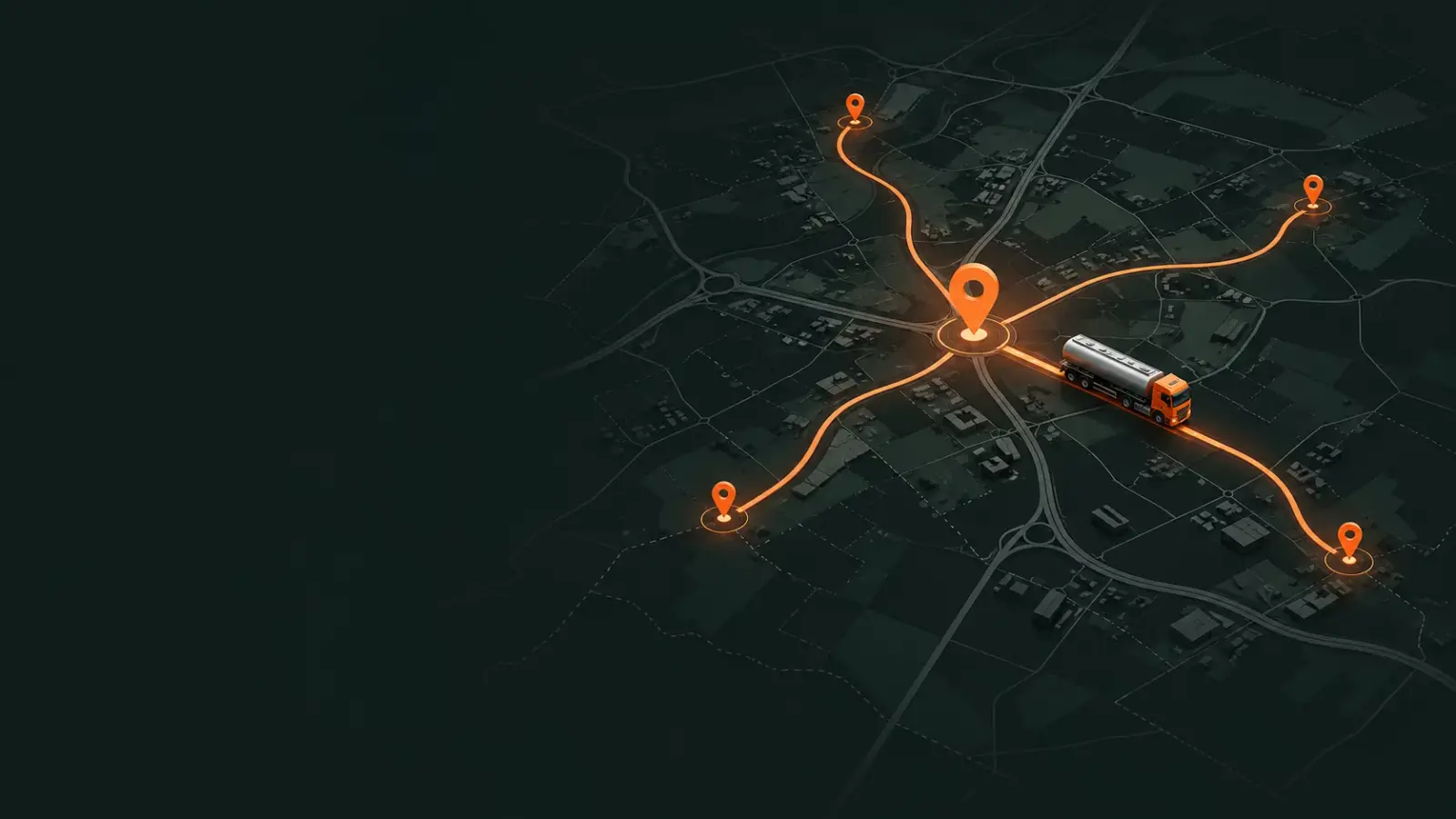 Mapa tras dostaw paliwa z cysterną wokół Zgierza